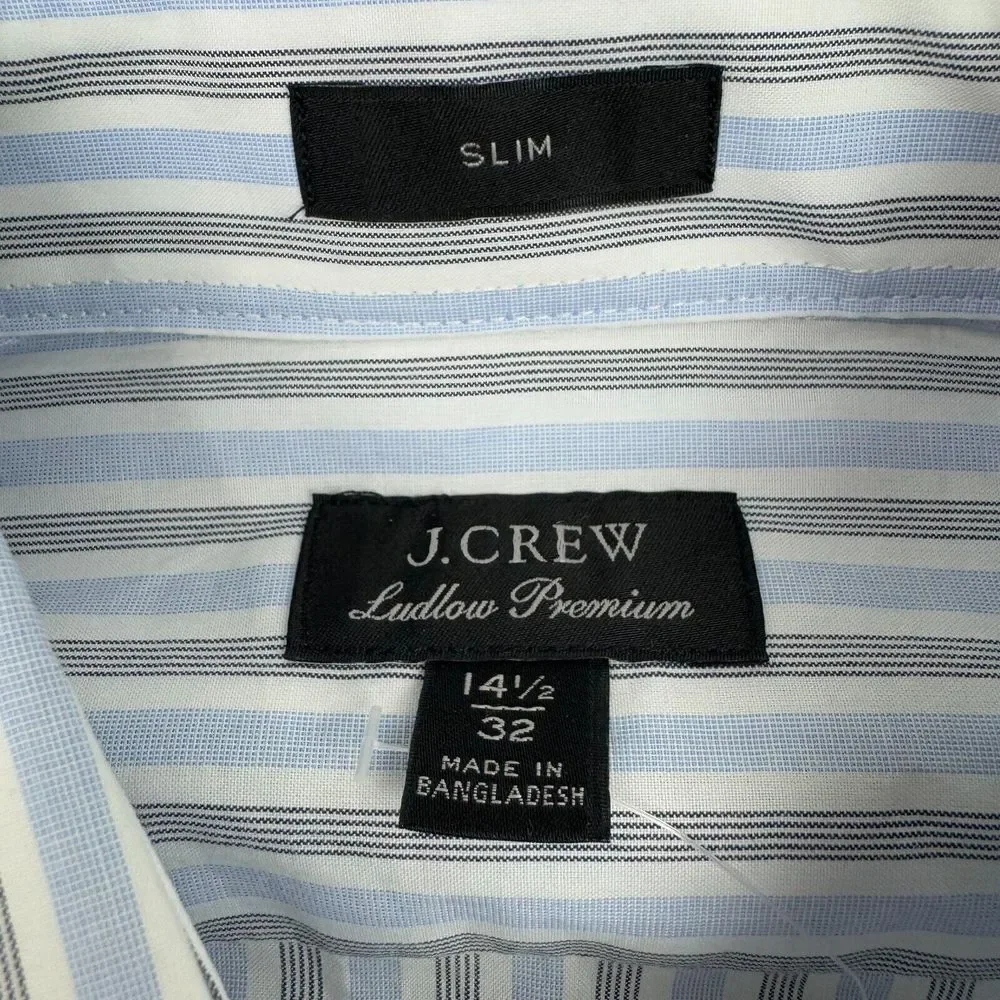 NWT J Crew Ludlow Premium Dress Shirt Men‎ 14.5/32 Slim Fit Button Up Cutaway